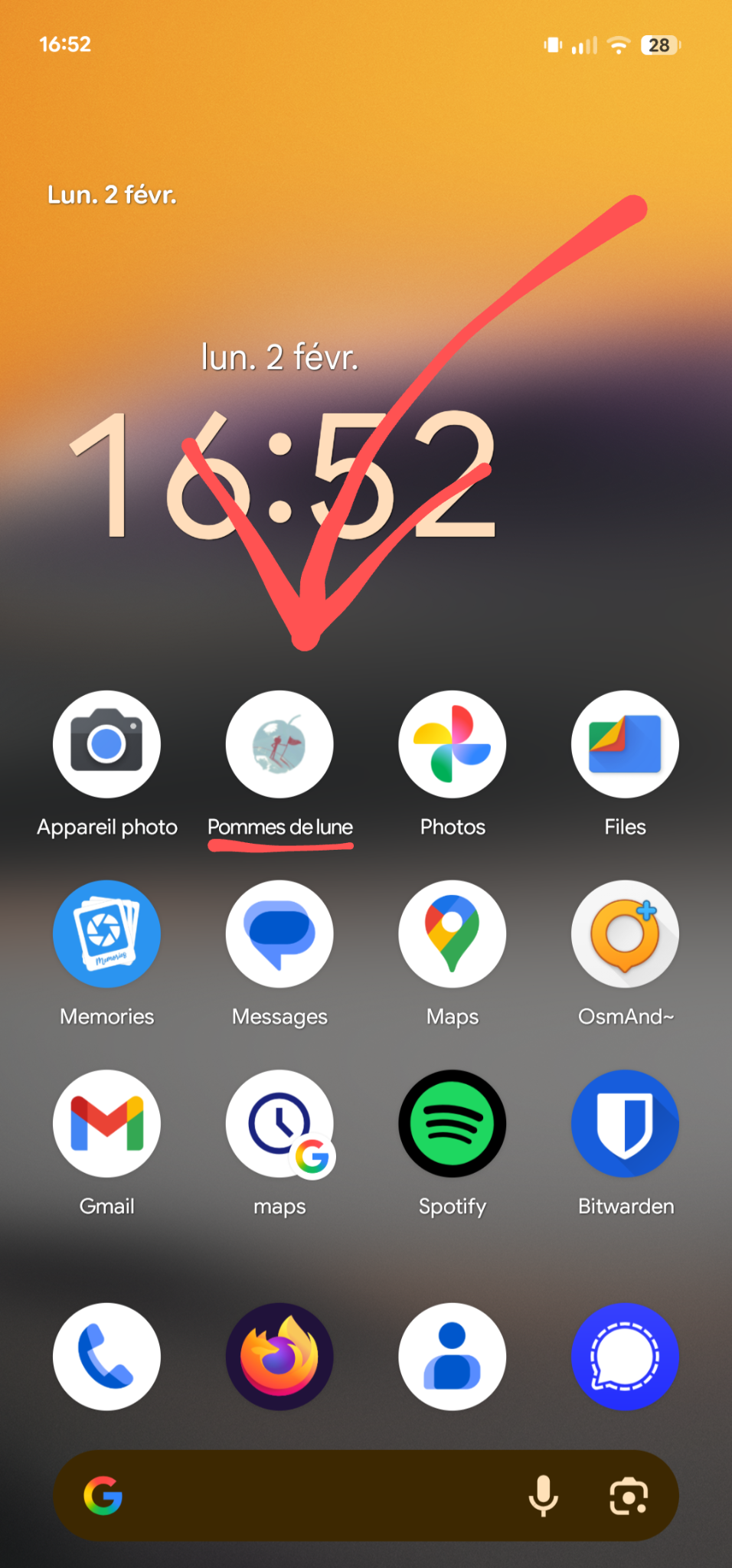 screenshot écran accueil smartphone