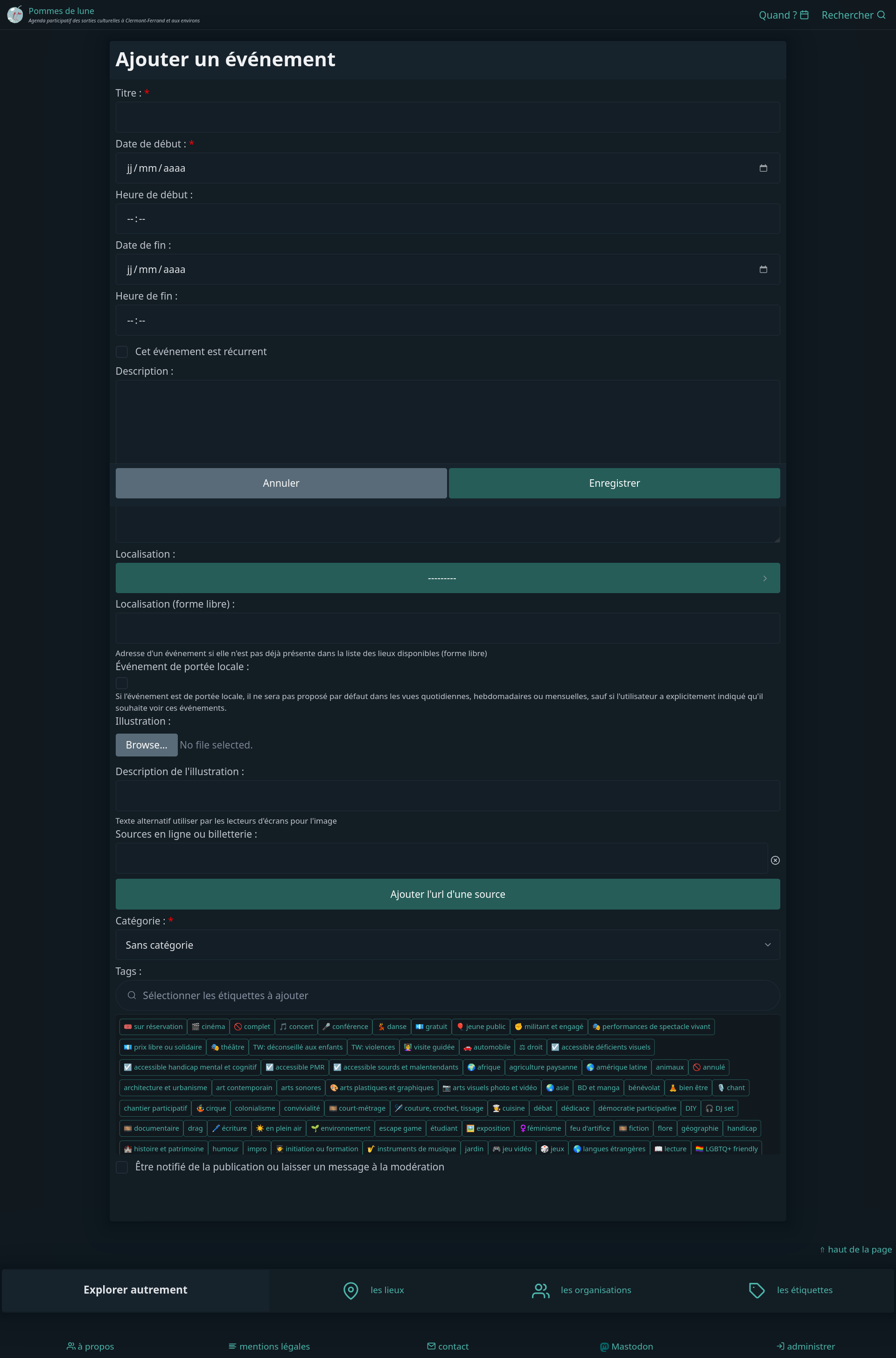 Ajouter un événement par saisie complète