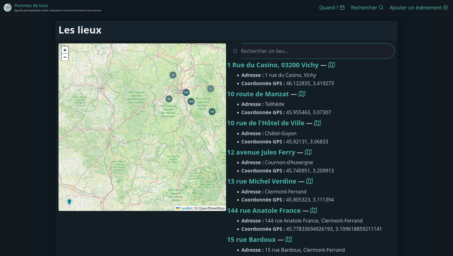 Vue sur les lieux