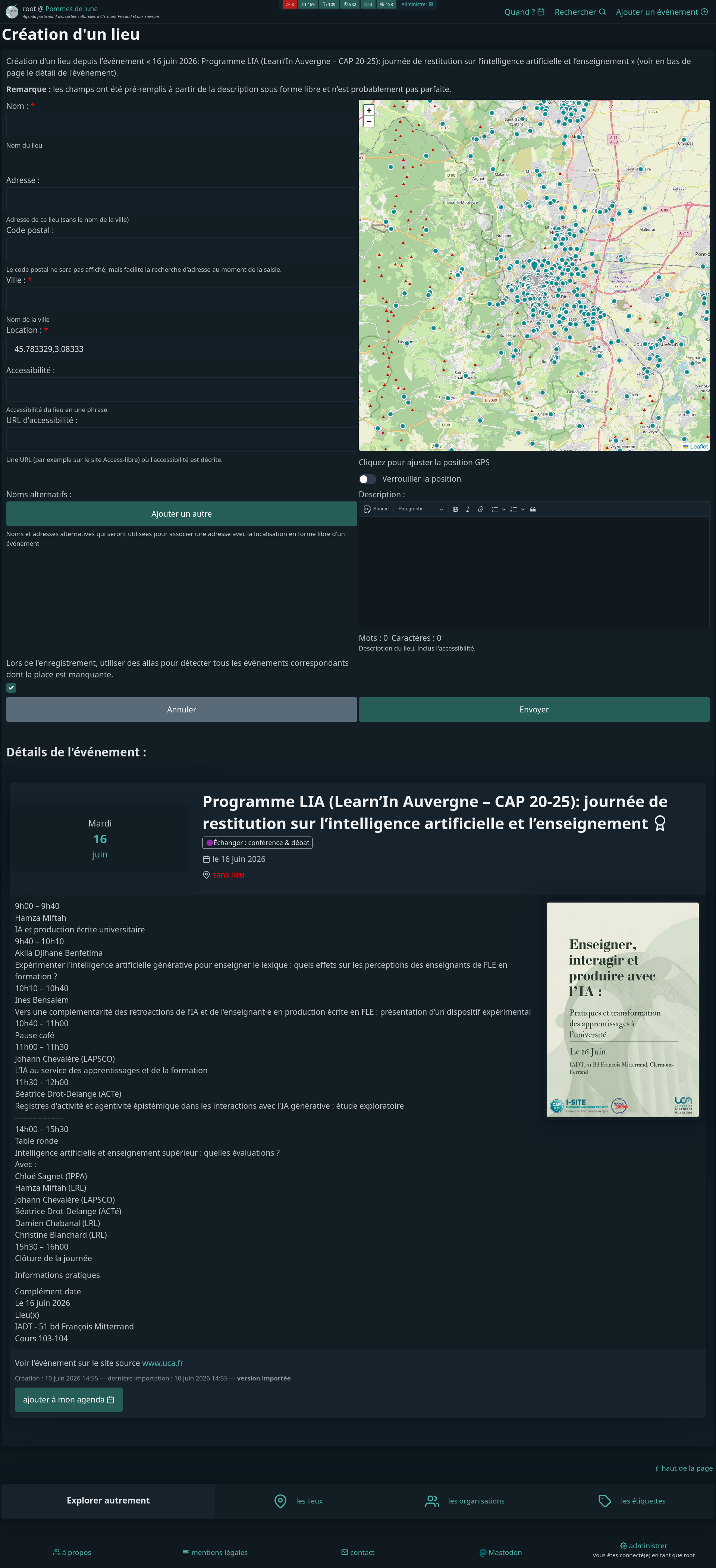 Interface de saisie d'une localisation