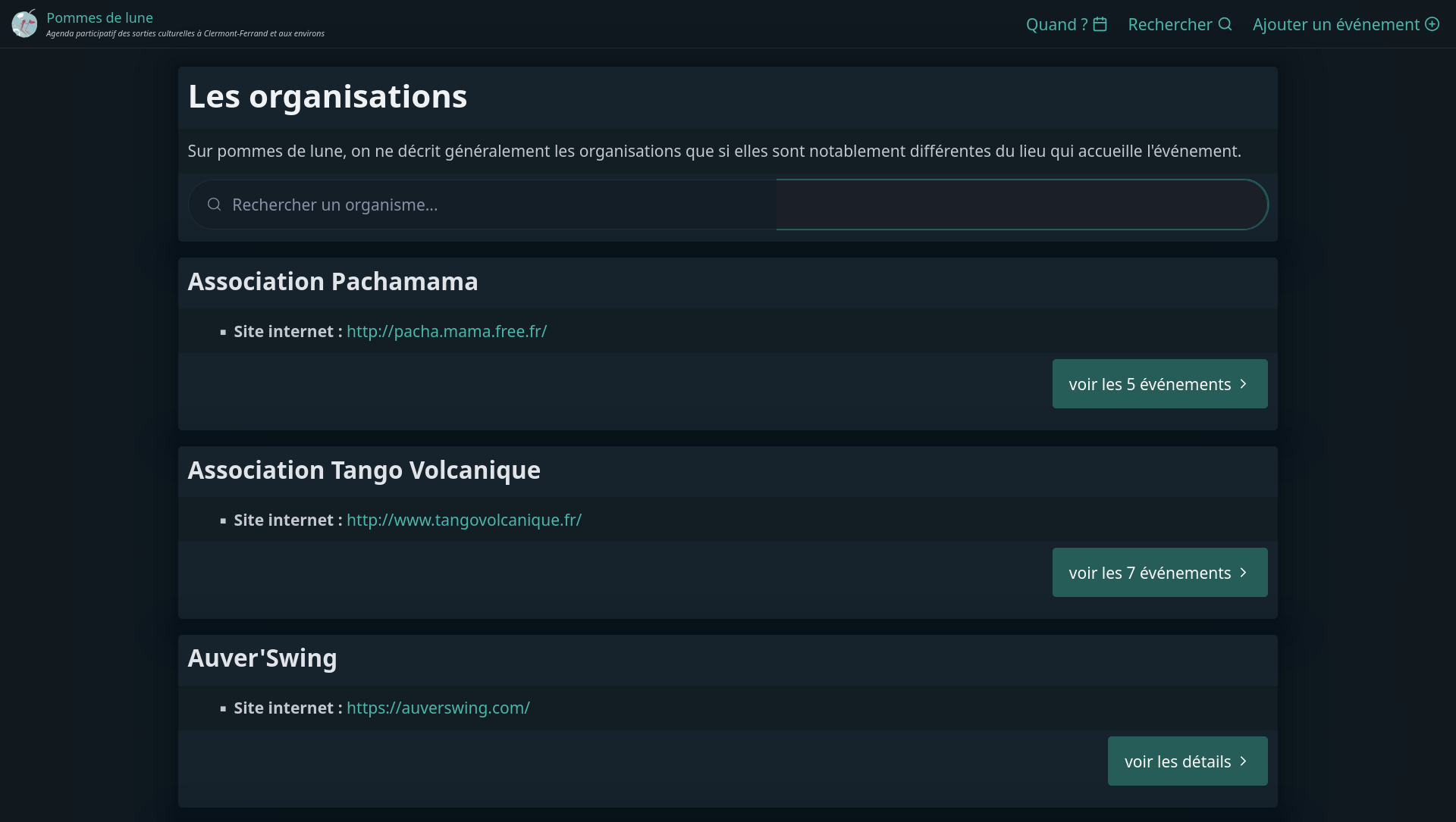 Vue sur les organisations
