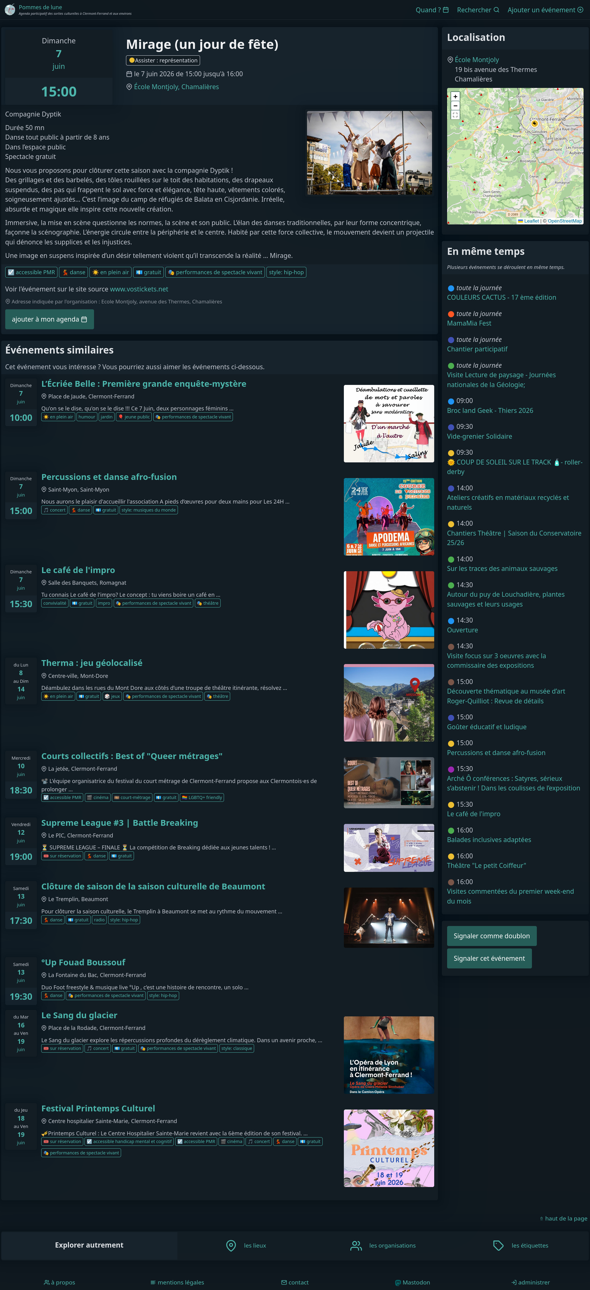 Page événement